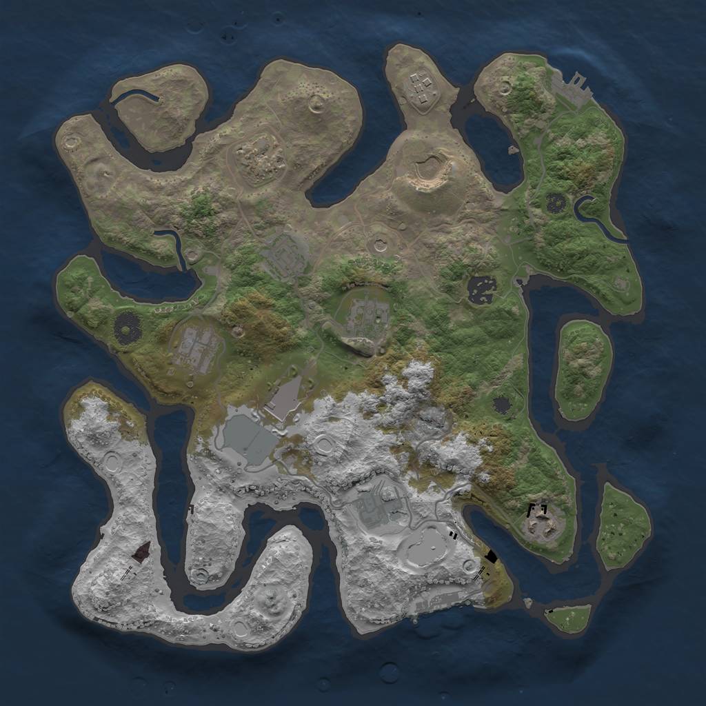 Rust Map: Procedural Map, Size: 3500, Seed: 268583, 21 Monuments