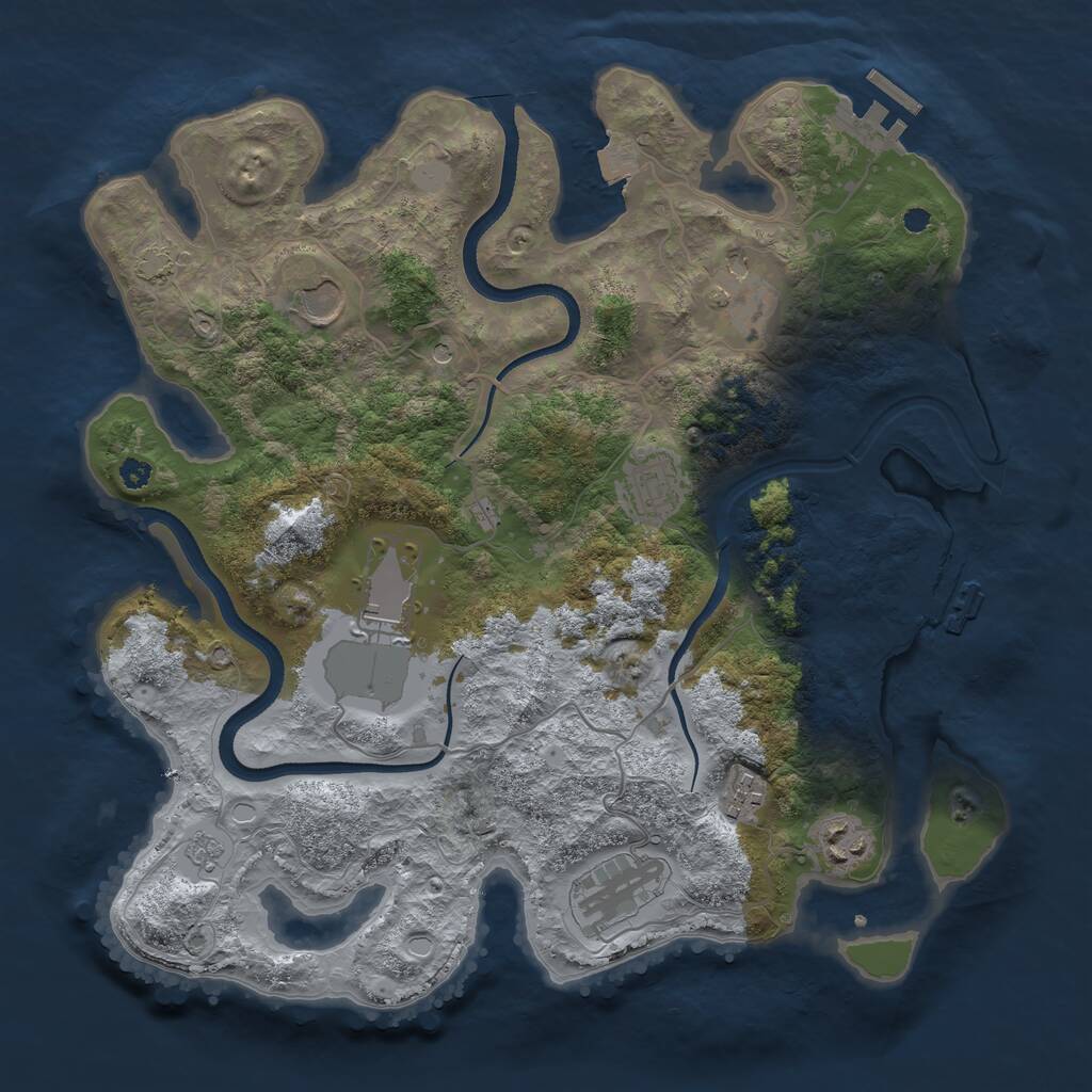 Rust Map: Procedural Map, Size: 3500, Seed: 268583, 13 Monuments