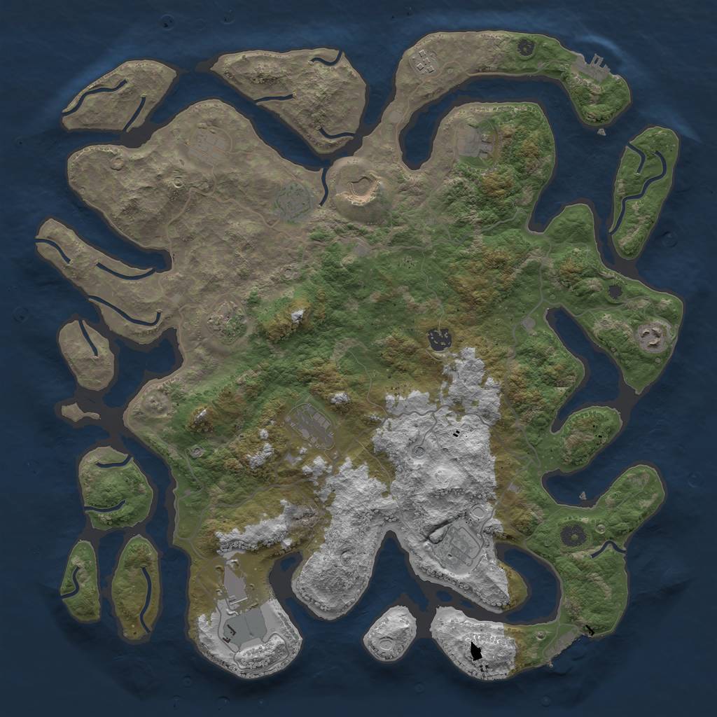 Rust Map: Procedural Map, Size: 4500, Seed: 206750240, 22 Monuments
