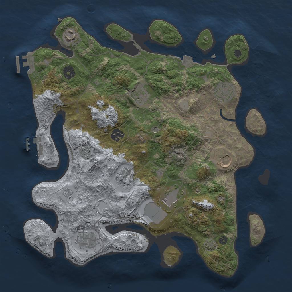 Rust Map: Procedural Map, Size: 3500, Seed: 50502, 17 Monuments
