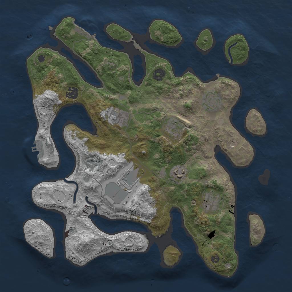Rust Map: Procedural Map, Size: 3500, Seed: 50502, 18 Monuments