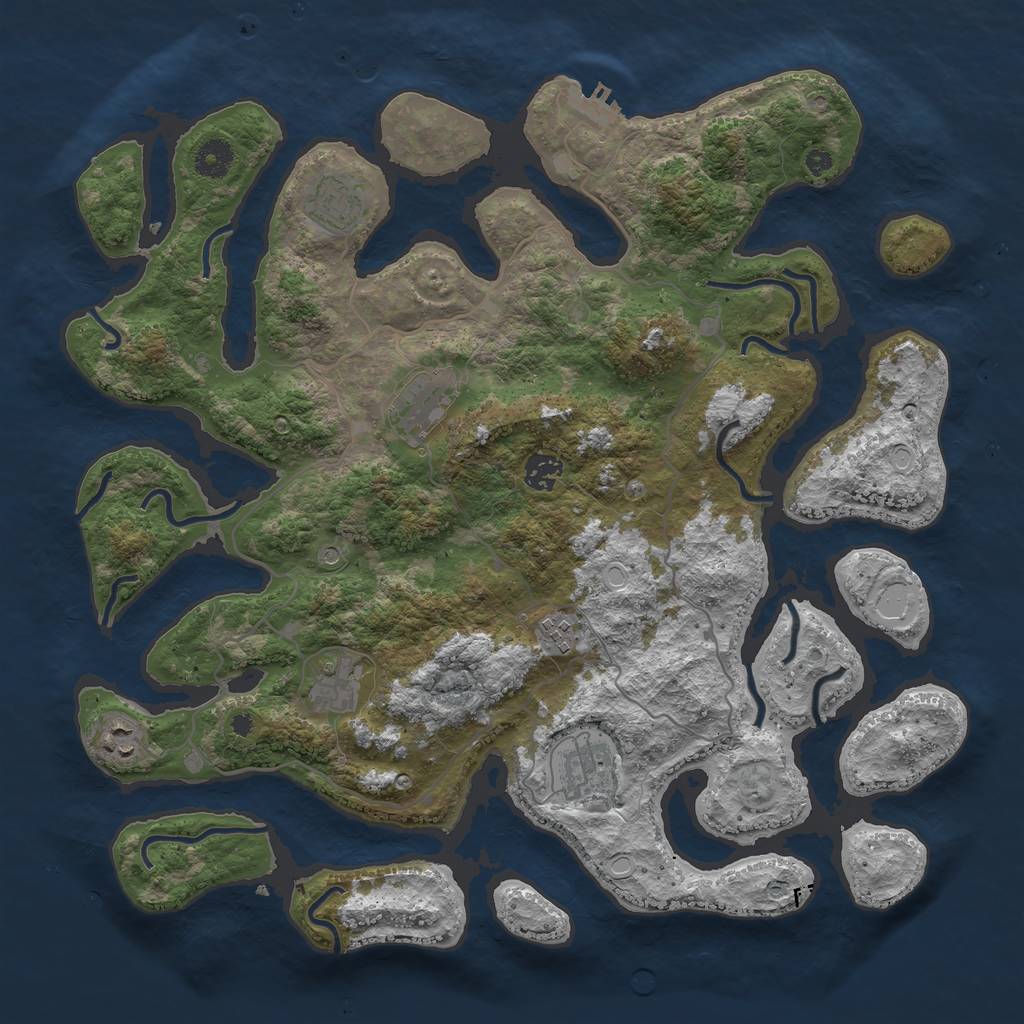 Rust Map: Procedural Map, Size: 4000, Seed: 2005006288, 17 Monuments
