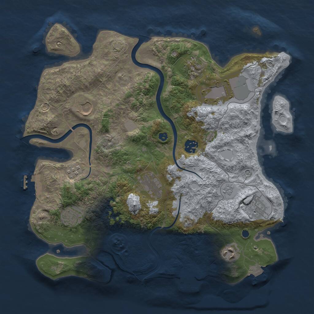 Rust Map: Procedural Map, Size: 3500, Seed: 28039041, 15 Monuments