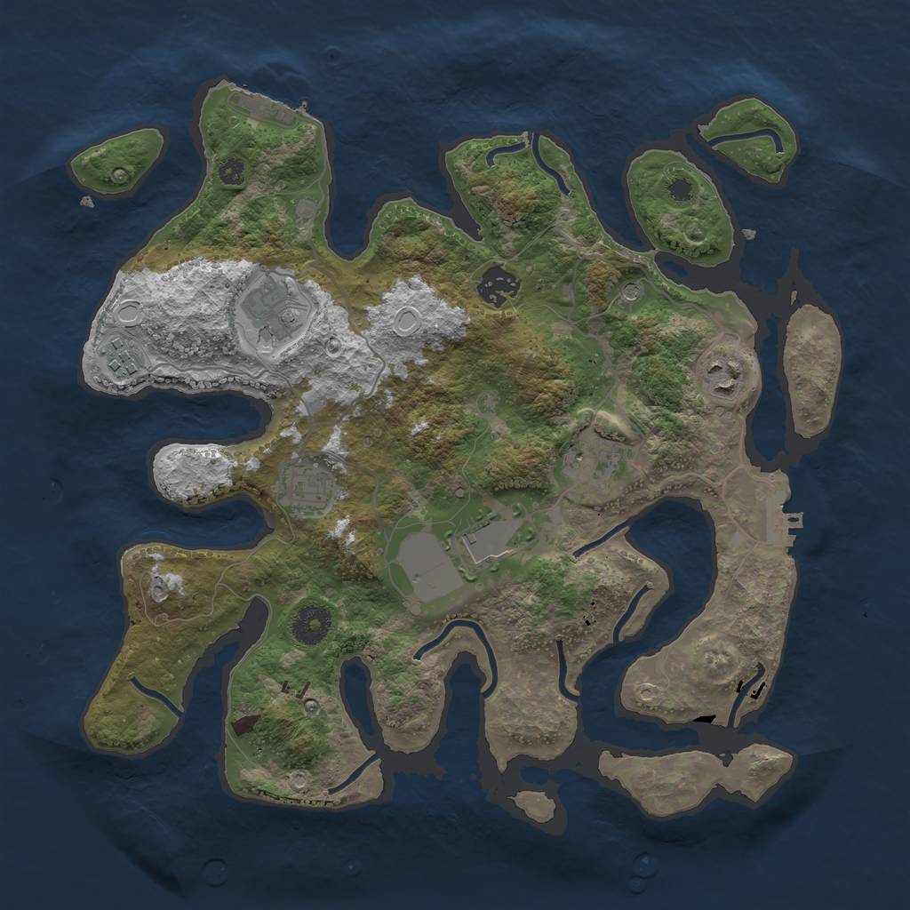 Rust Map: Procedural Map, Size: 3500, Seed: 1490883507, 18 Monuments