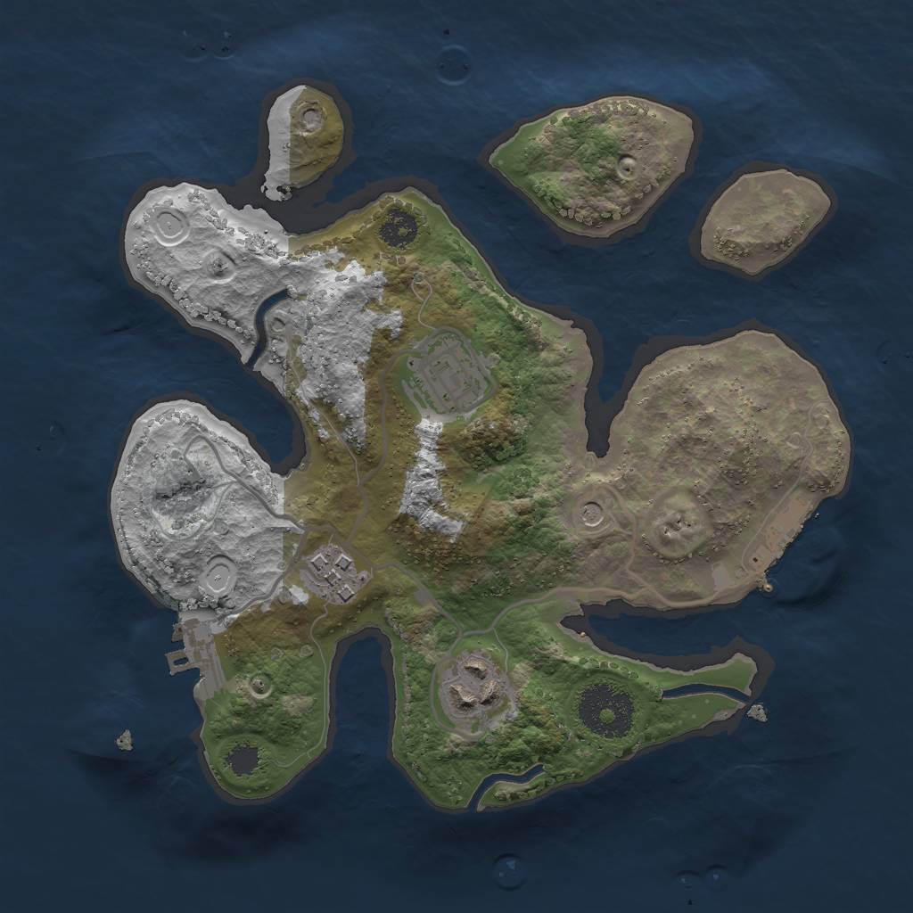 Rust Map: Procedural Map, Size: 2500, Seed: 991210954, 14 Monuments