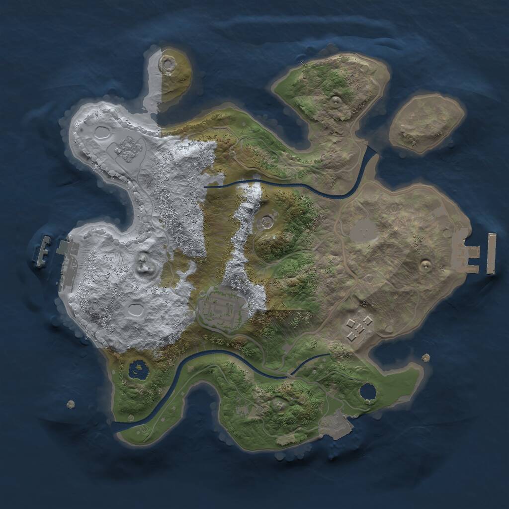 Rust Map: Procedural Map, Size: 2500, Seed: 991210954, 7 Monuments