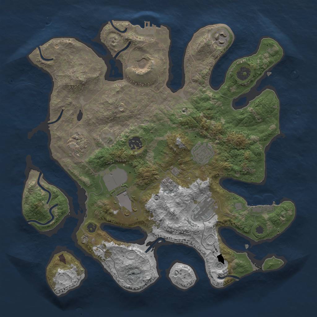 Rust Map: Procedural Map, Size: 3500, Seed: 12323845, 19 Monuments
