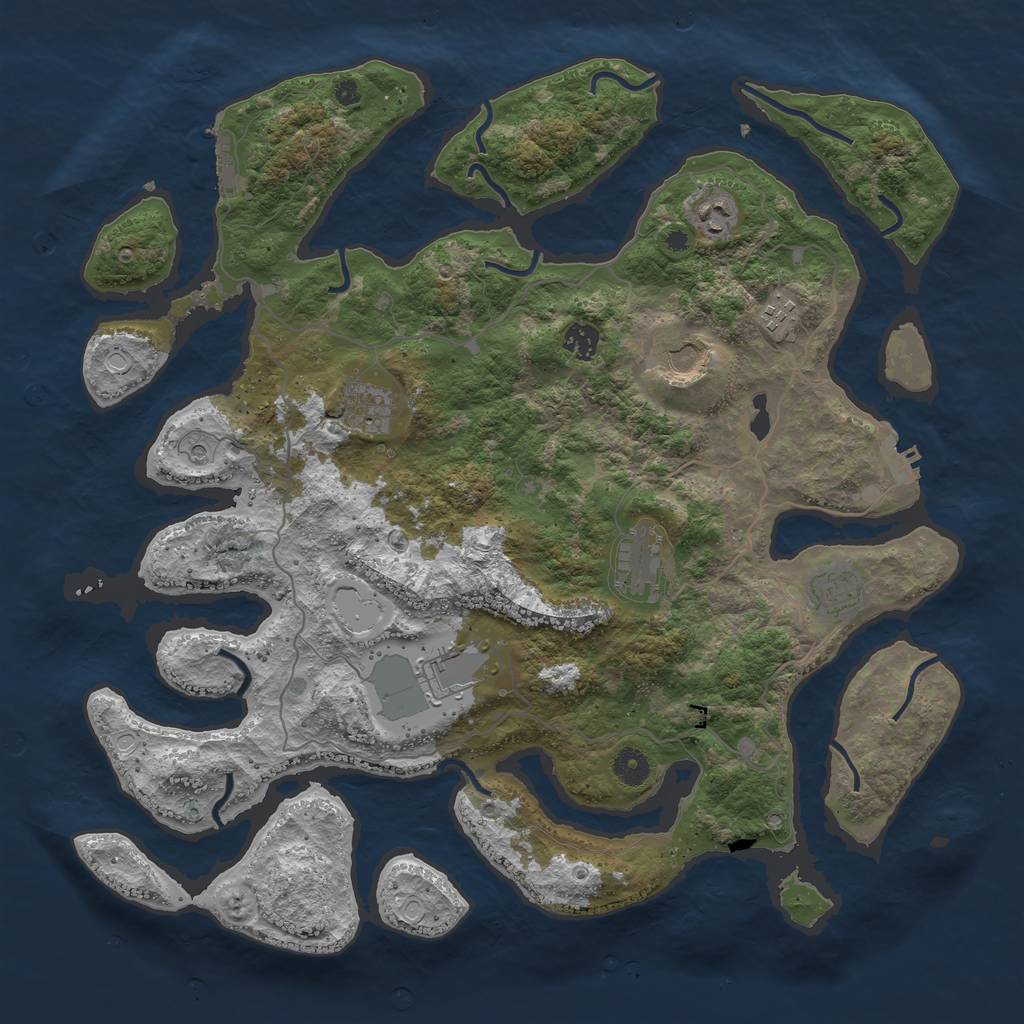 Rust Map: Procedural Map, Size: 4250, Seed: 1191652542, 19 Monuments
