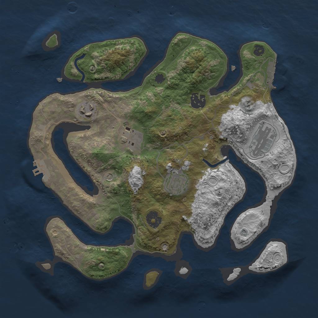 Rust Map: Procedural Map, Size: 3000, Seed: 86838365, 16 Monuments