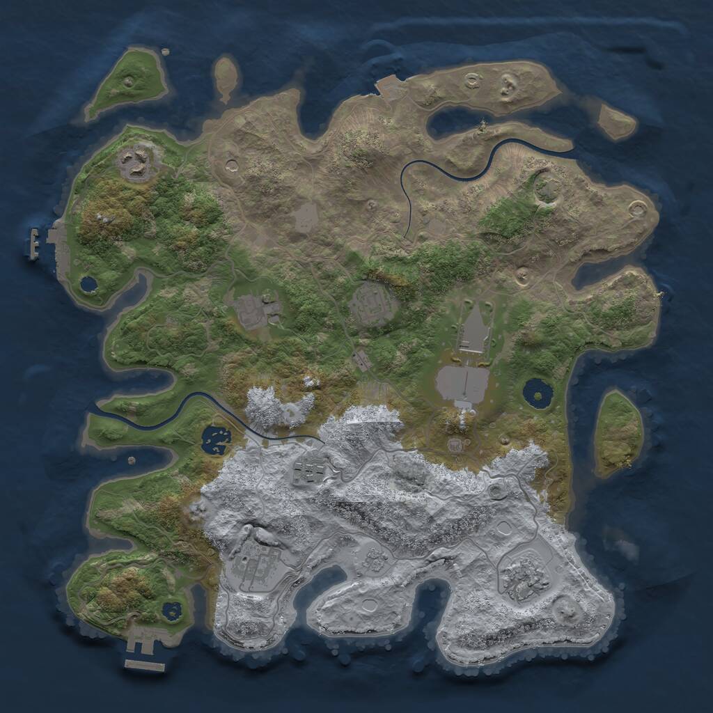 Rust Map: Procedural Map, Size: 3600, Seed: 30691, 14 Monuments