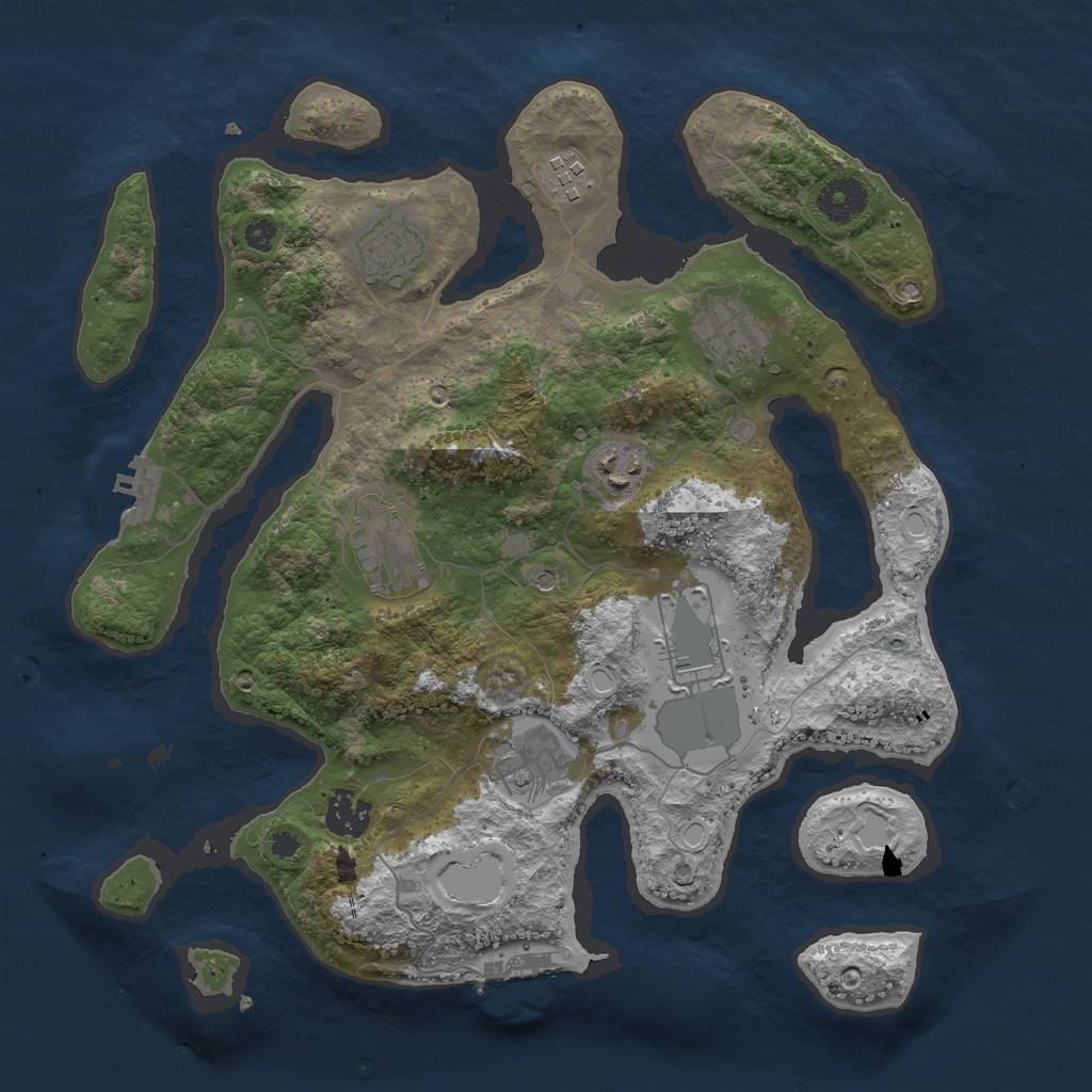 Rust Map: Procedural Map, Size: 3500, Seed: 1644090101, 19 Monuments