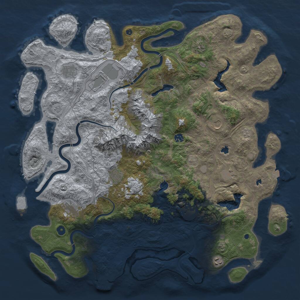 Rust Map: Procedural Map, Size: 5000, Seed: 682829716, 16 Monuments