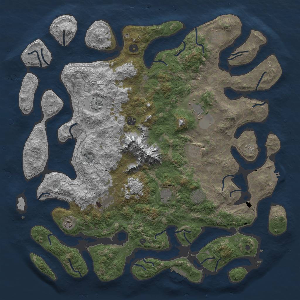 Rust Map: Procedural Map, Size: 5000, Seed: 682829716, 21 Monuments