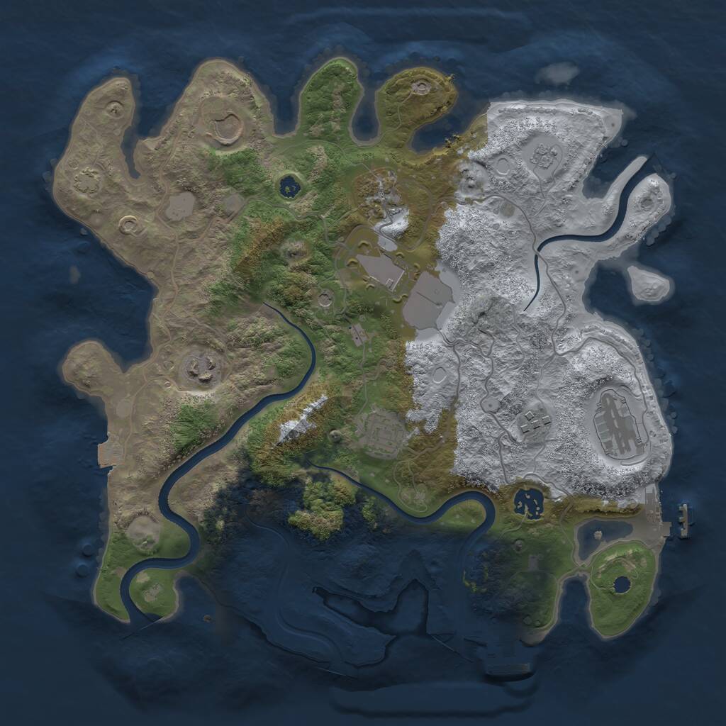 Rust Map: Procedural Map, Size: 3500, Seed: 12351, 14 Monuments