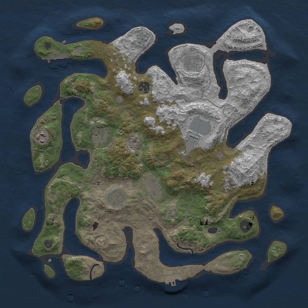 Rust Map: Procedural Map, Size: 4000, Seed: 258978, 20 Monuments