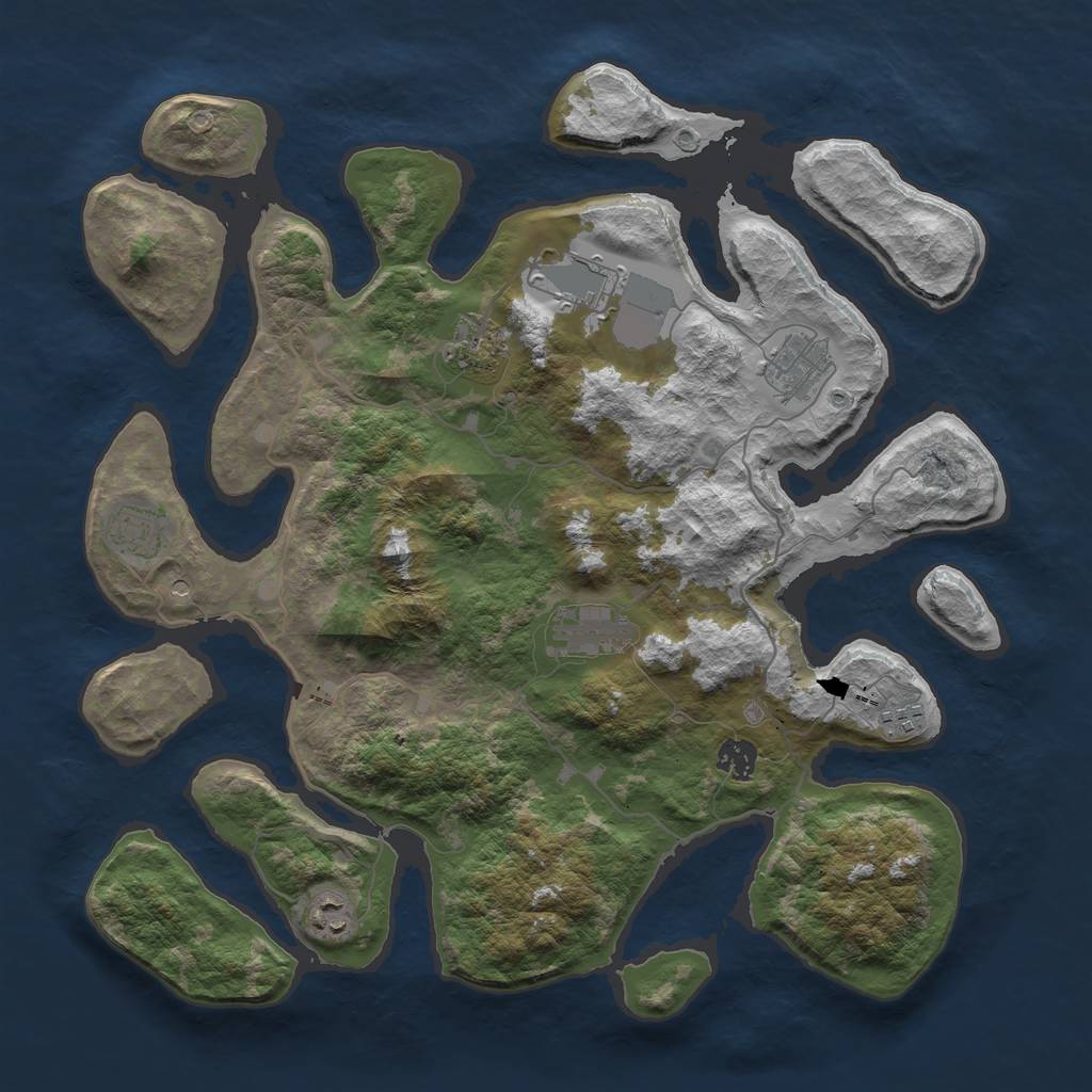 Rust Map: Barren, Size: 4000, Seed: 678, 11 Monuments