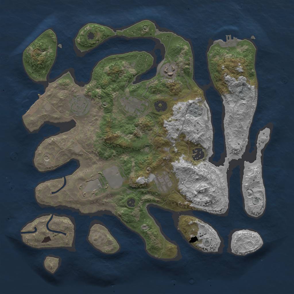 Rust Map: Procedural Map, Size: 3500, Seed: 712956, 18 Monuments