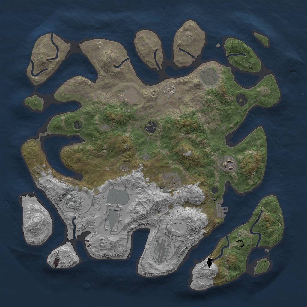 Rust Map: Procedural Map, Size: 3800, Seed: 225, 19 Monuments