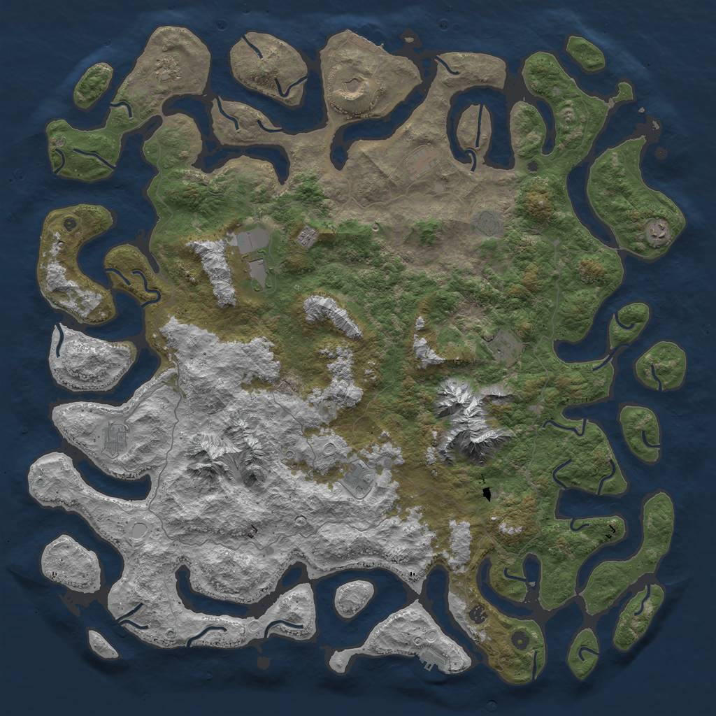 Rust Map: Procedural Map, Size: 6000, Seed: 600002323, 22 Monuments