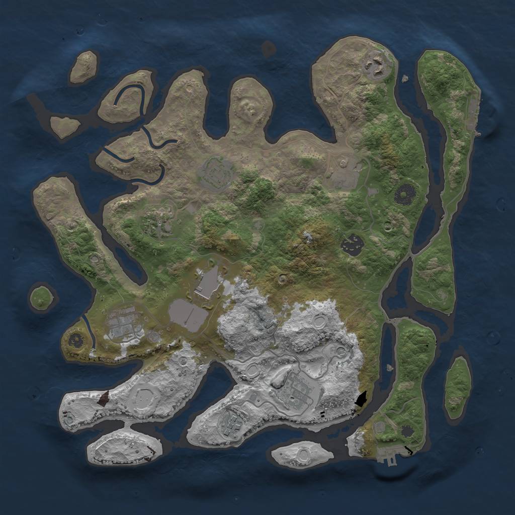 Rust Map: Procedural Map, Size: 3600, Seed: 45225768, 20 Monuments