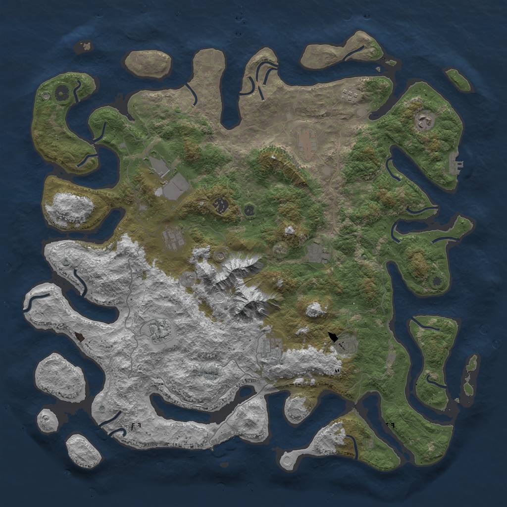 Rust Map: Procedural Map, Size: 5000, Seed: 600002323, 21 Monuments