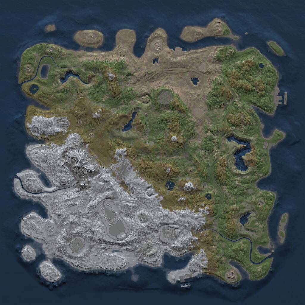 Rust Map: Procedural Map, Size: 5000, Seed: 600002323, 16 Monuments