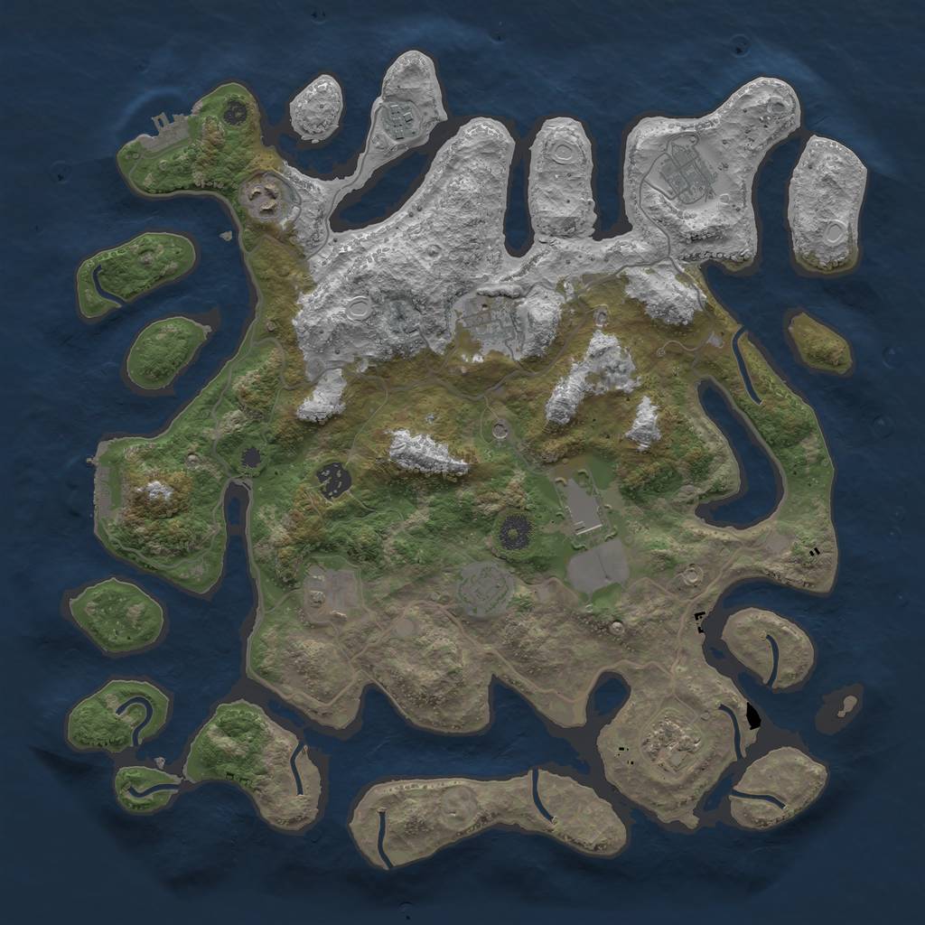 Rust Map: Procedural Map, Size: 4000, Seed: 613898041, 20 Monuments