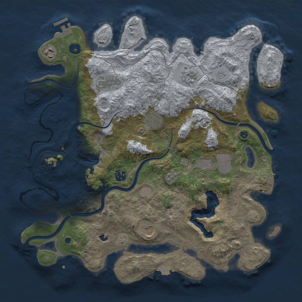 Rust Map: Procedural Map, Size: 4000, Seed: 613898041, 13 Monuments