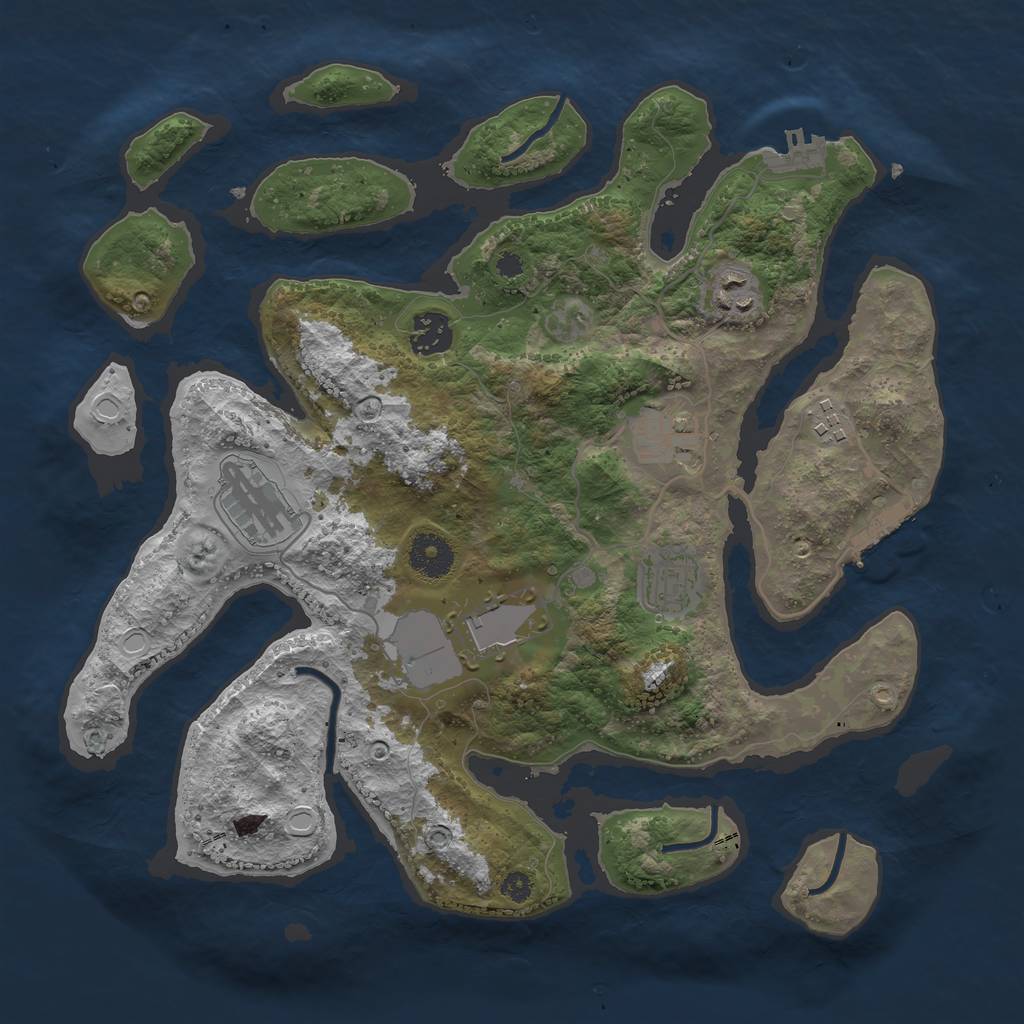 Rust Map: Procedural Map, Size: 3500, Seed: 58549350, 17 Monuments