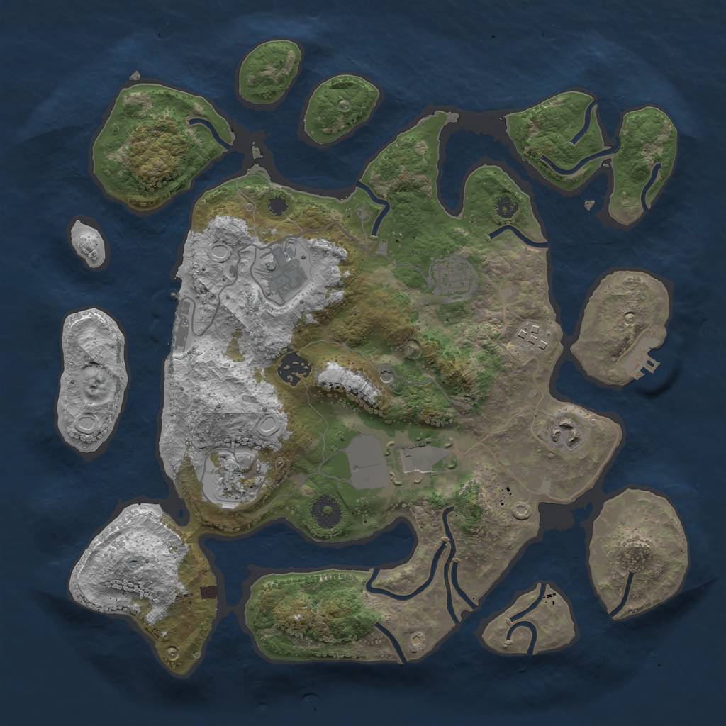 Rust Map: Procedural Map, Size: 3500, Seed: 270, 18 Monuments