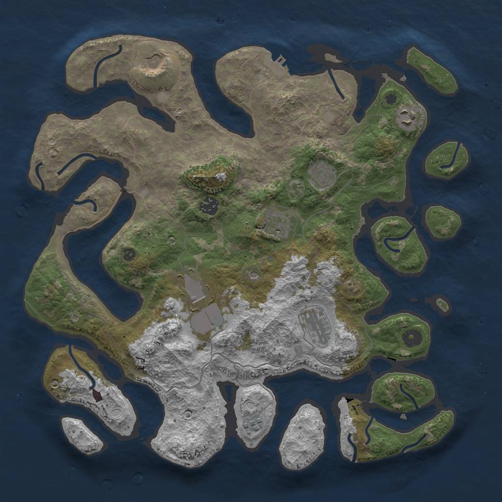 Rust Map: Procedural Map, Size: 4000, Seed: 471601244, 18 Monuments