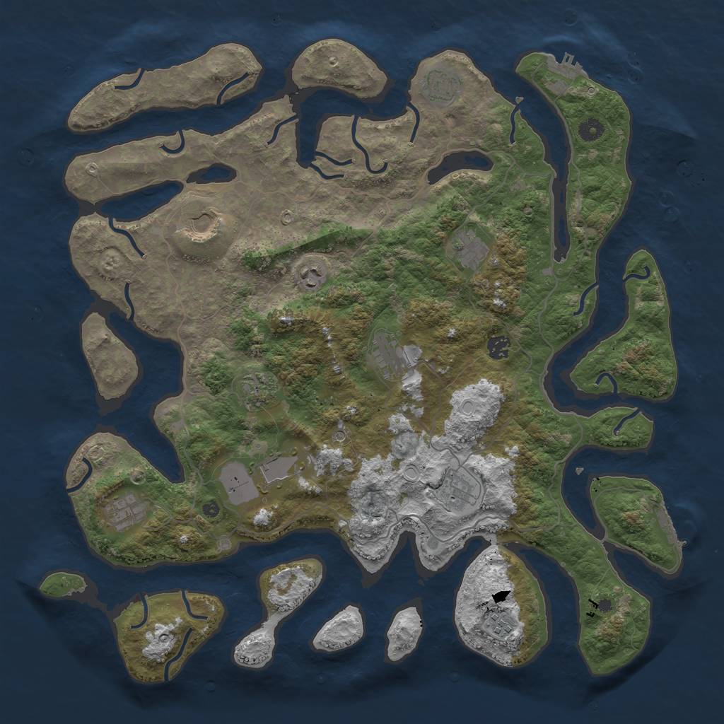 Rust Map: Procedural Map, Size: 4500, Seed: 1321176977, 22 Monuments