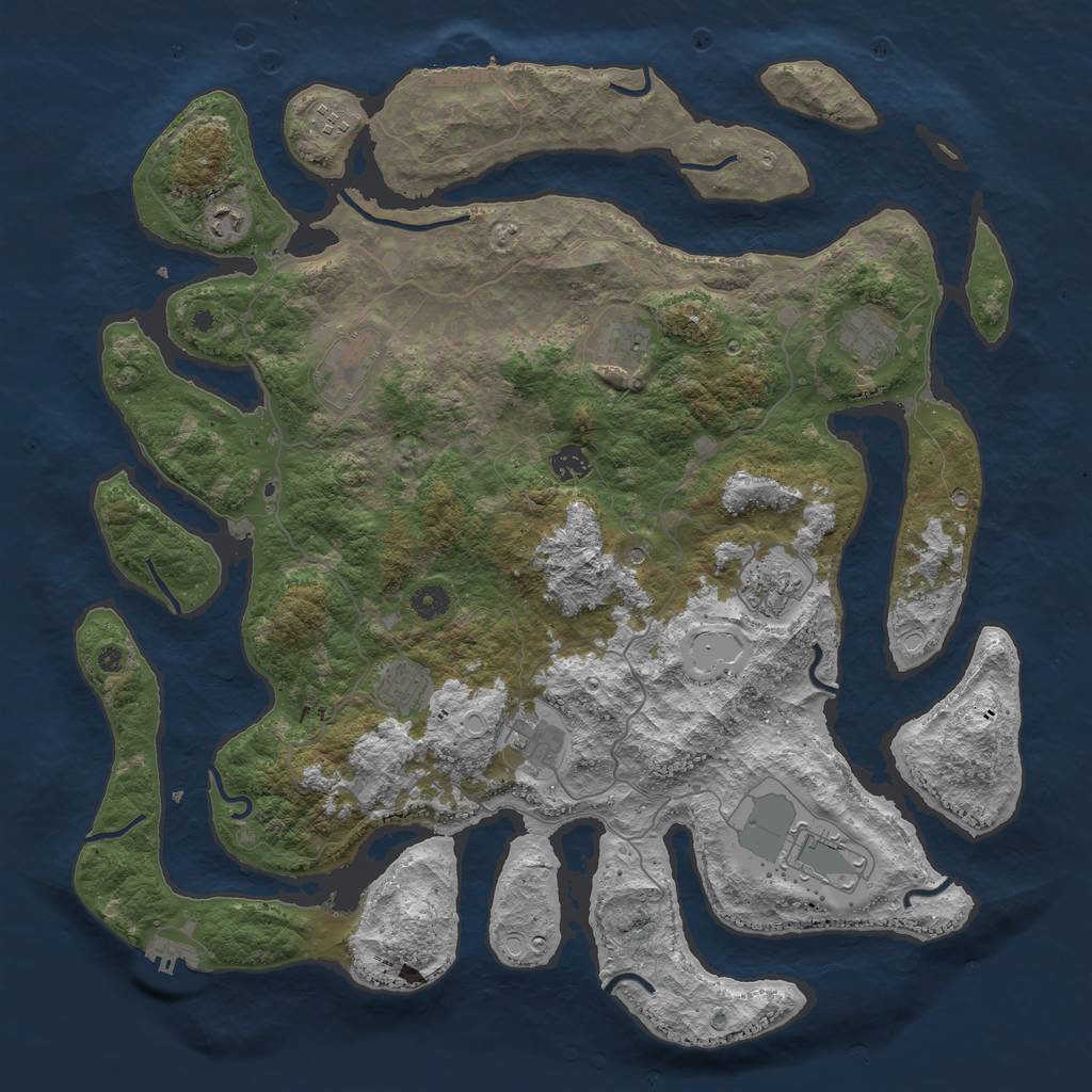 Rust Map: Procedural Map, Size: 4500, Seed: 453335, 21 Monuments