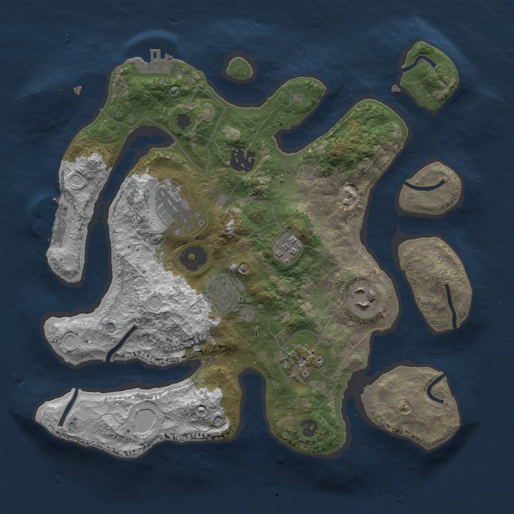 Rust Map: Procedural Map, Size: 3000, Seed: 82801, 16 Monuments