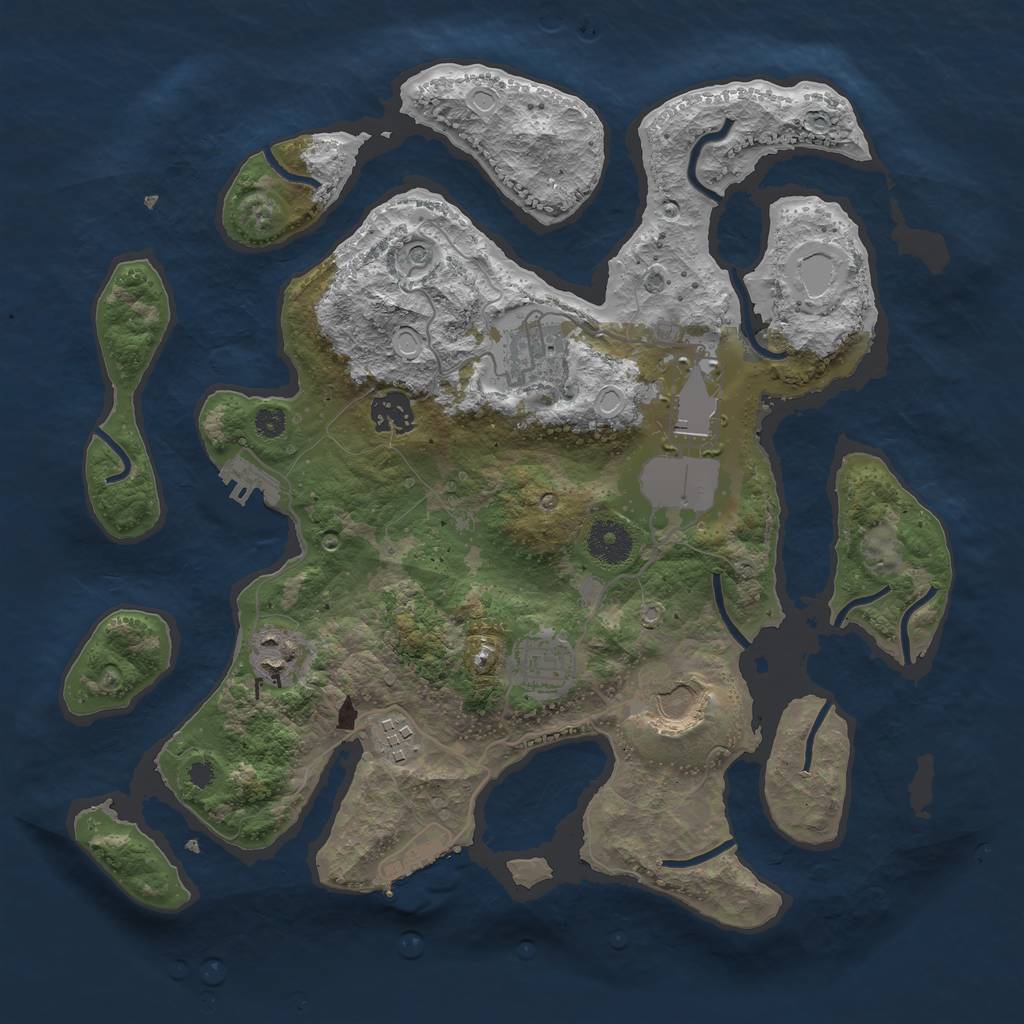 Rust Map: Procedural Map, Size: 3500, Seed: 105412666, 18 Monuments
