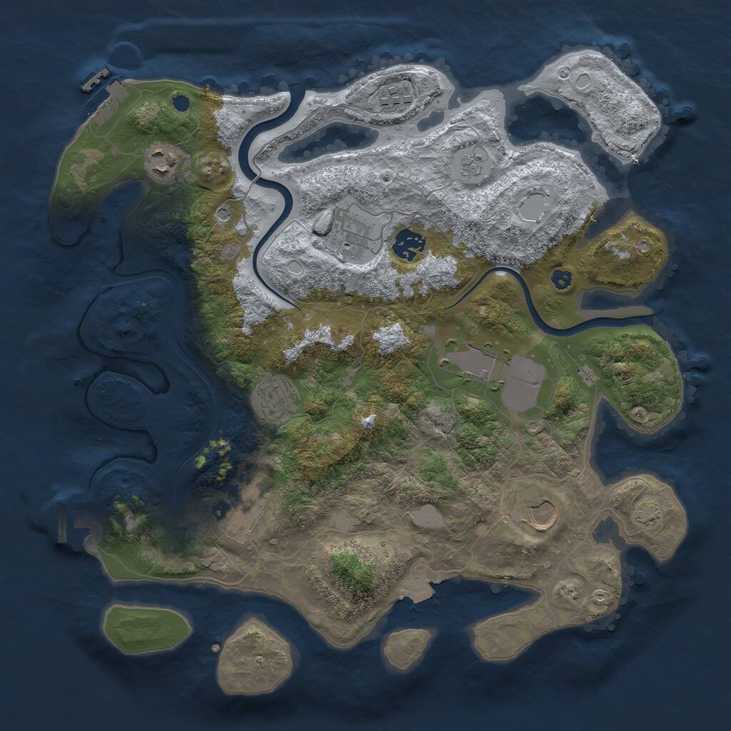 Rust Map: Procedural Map, Size: 3600, Seed: 22108, 14 Monuments