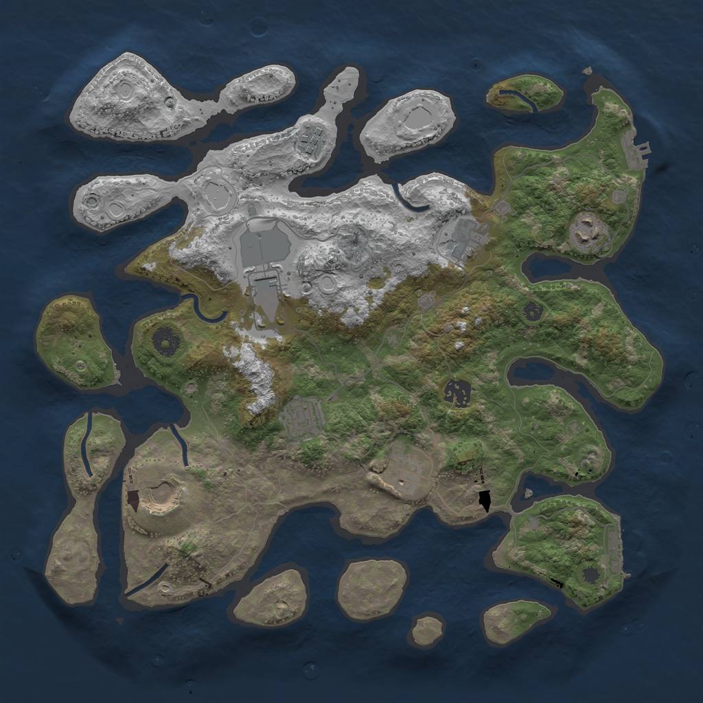 Rust Map: Procedural Map, Size: 3750, Seed: 185928016, 18 Monuments