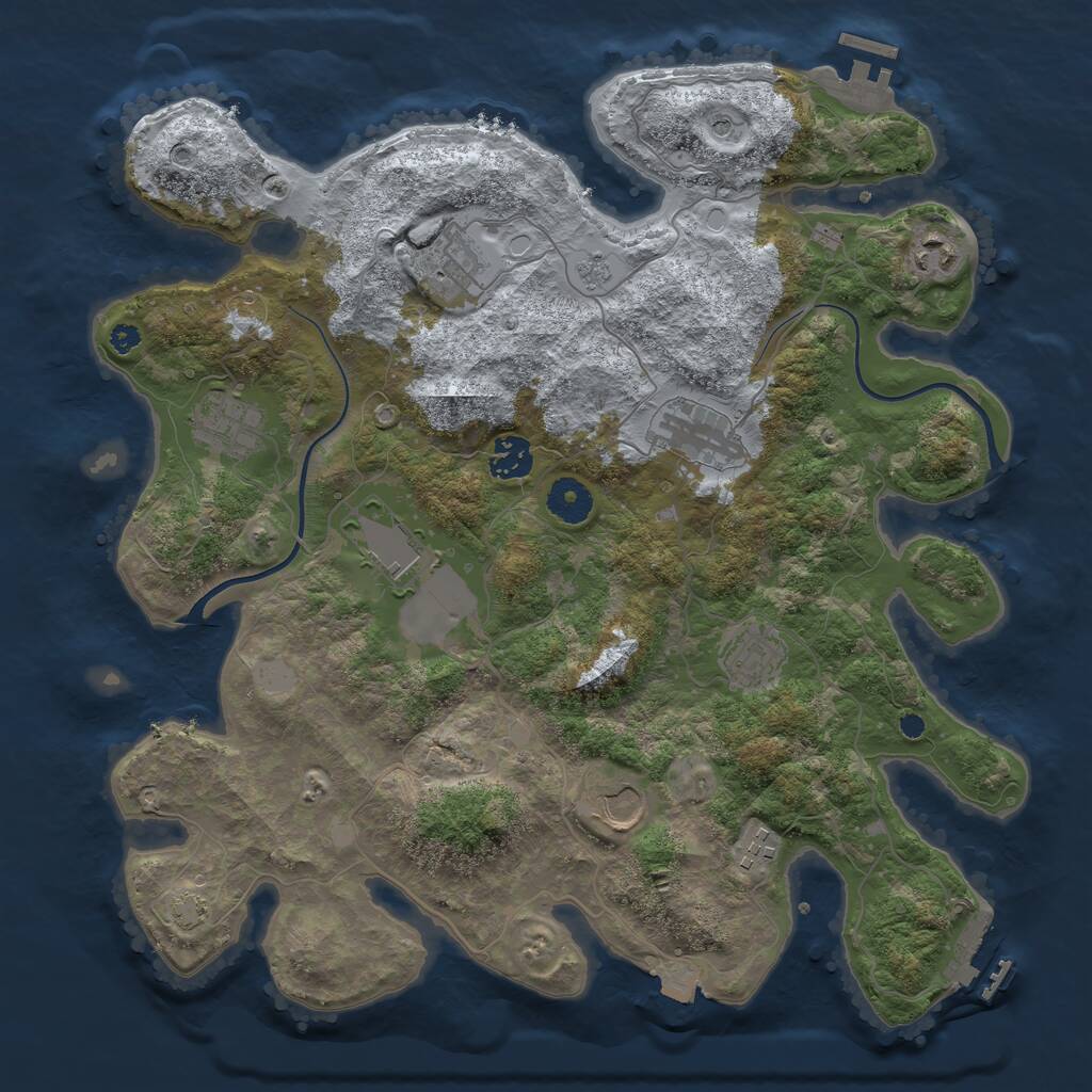 Rust Map: Procedural Map, Size: 3700, Seed: 42108, 15 Monuments