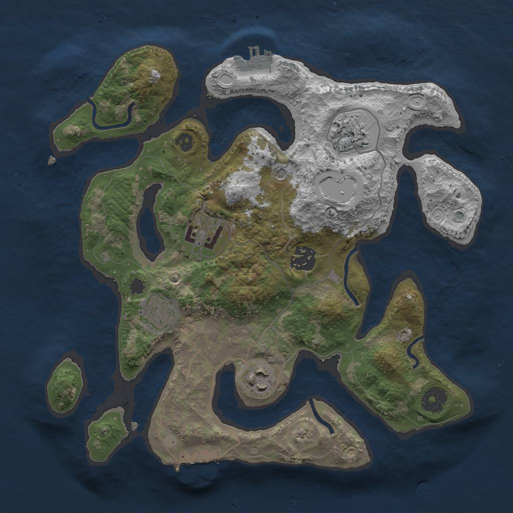 Rust Map: Procedural Map, Size: 3000, Seed: 1703, 16 Monuments