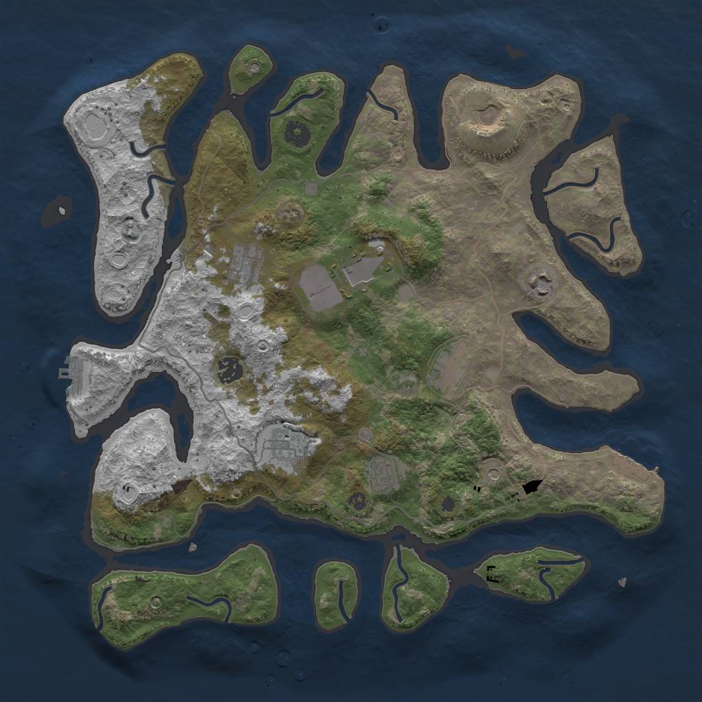 Rust Map: Procedural Map, Size: 4000, Seed: 329193091, 19 Monuments