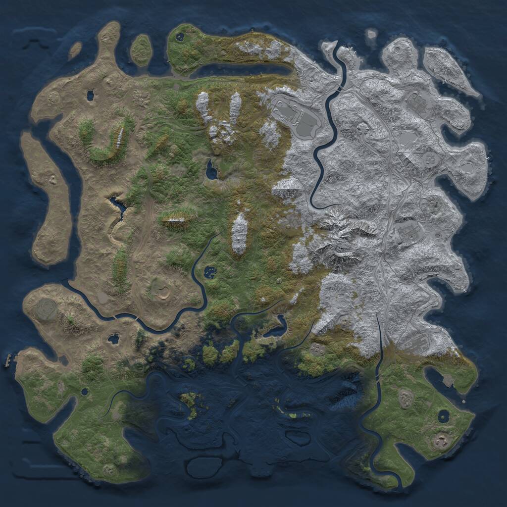 Rust Map: Procedural Map, Size: 6000, Seed: 1073206008, 17 Monuments