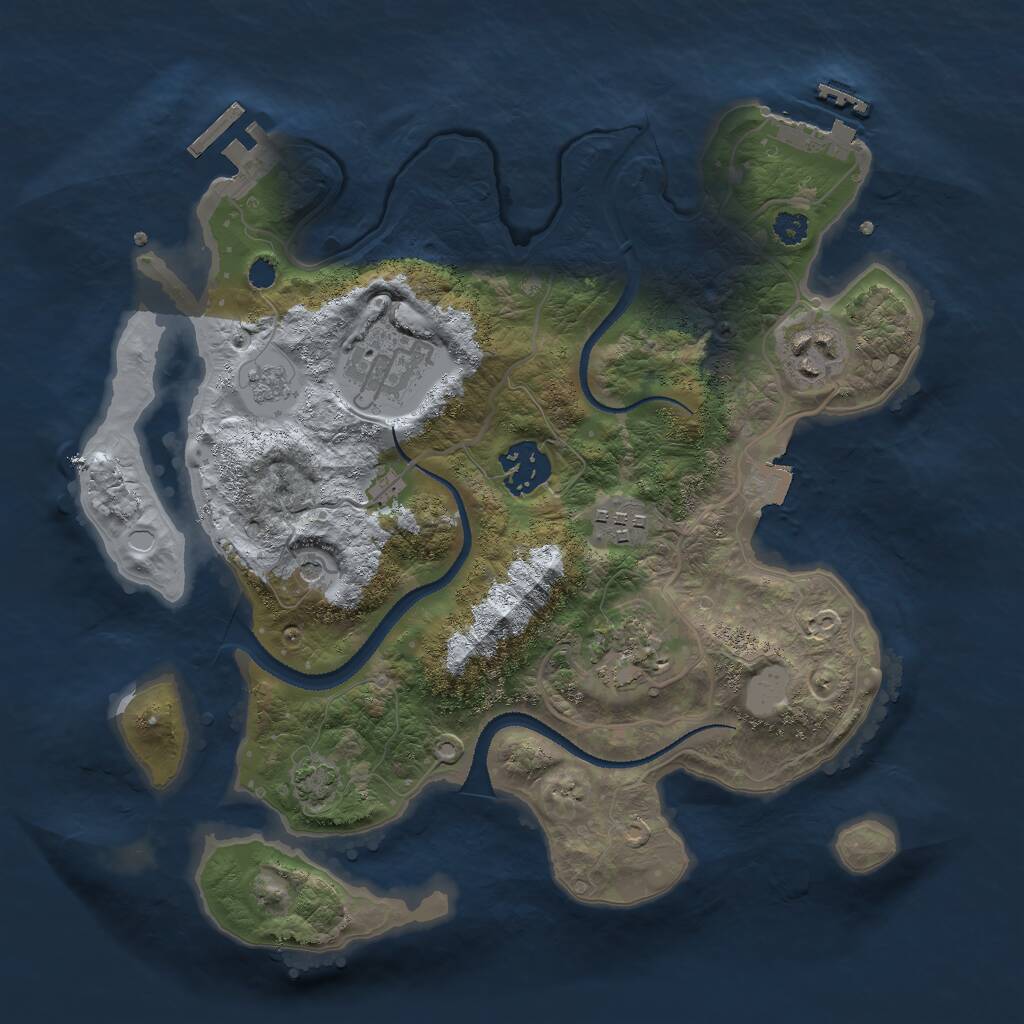 Rust Map: Procedural Map, Size: 3000, Seed: 872537, 11 Monuments
