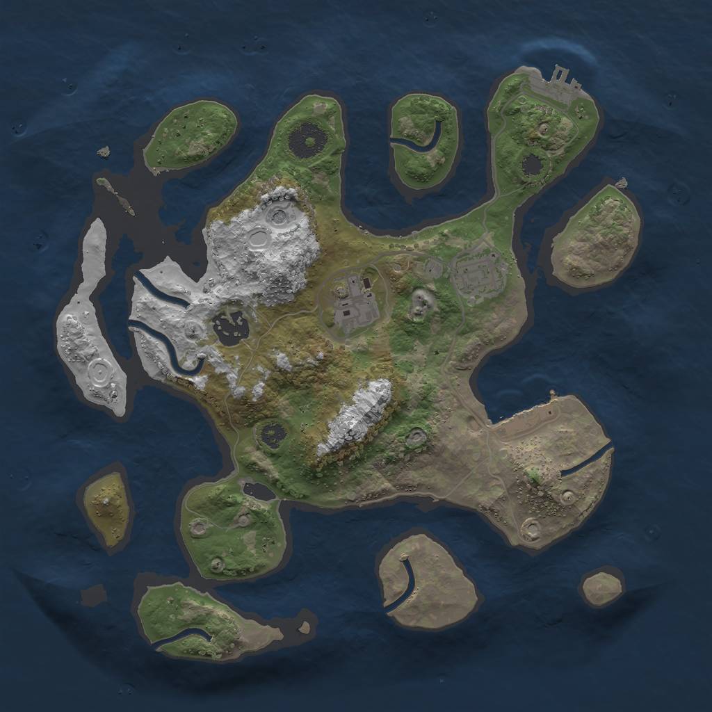 Rust Map: Procedural Map, Size: 3000, Seed: 872537, 14 Monuments