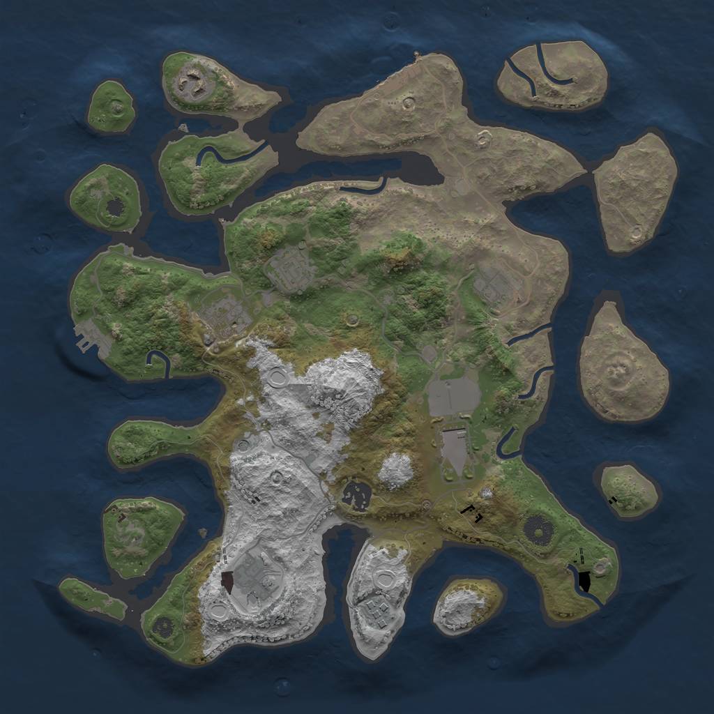 Rust Map: Procedural Map, Size: 3600, Seed: 22962, 19 Monuments