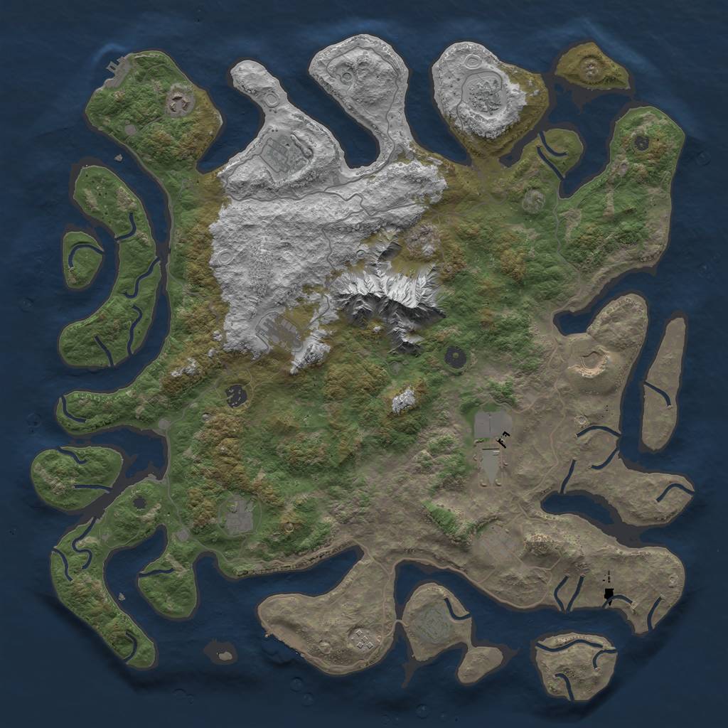 Rust Map: Procedural Map, Size: 5000, Seed: 1238087368, 22 Monuments