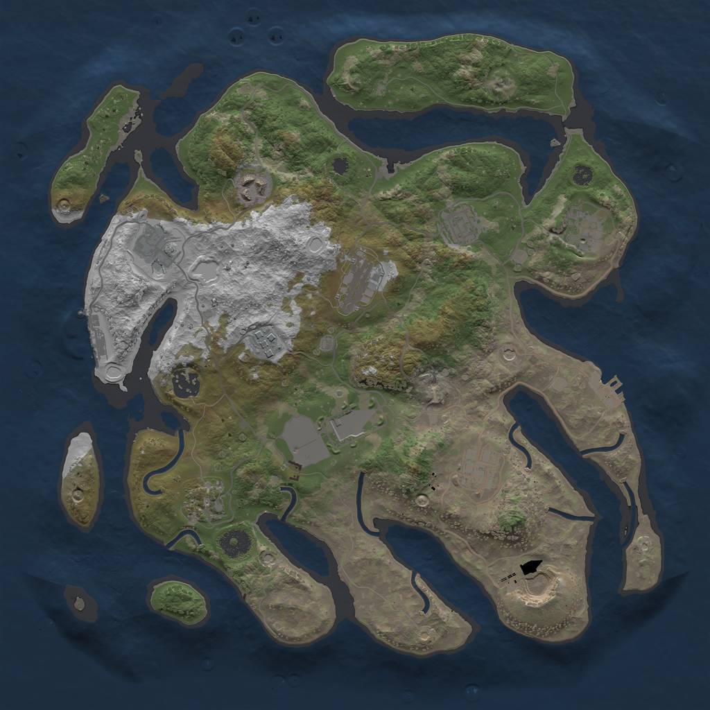 Rust Map: Procedural Map, Size: 3705, Seed: 2, 22 Monuments