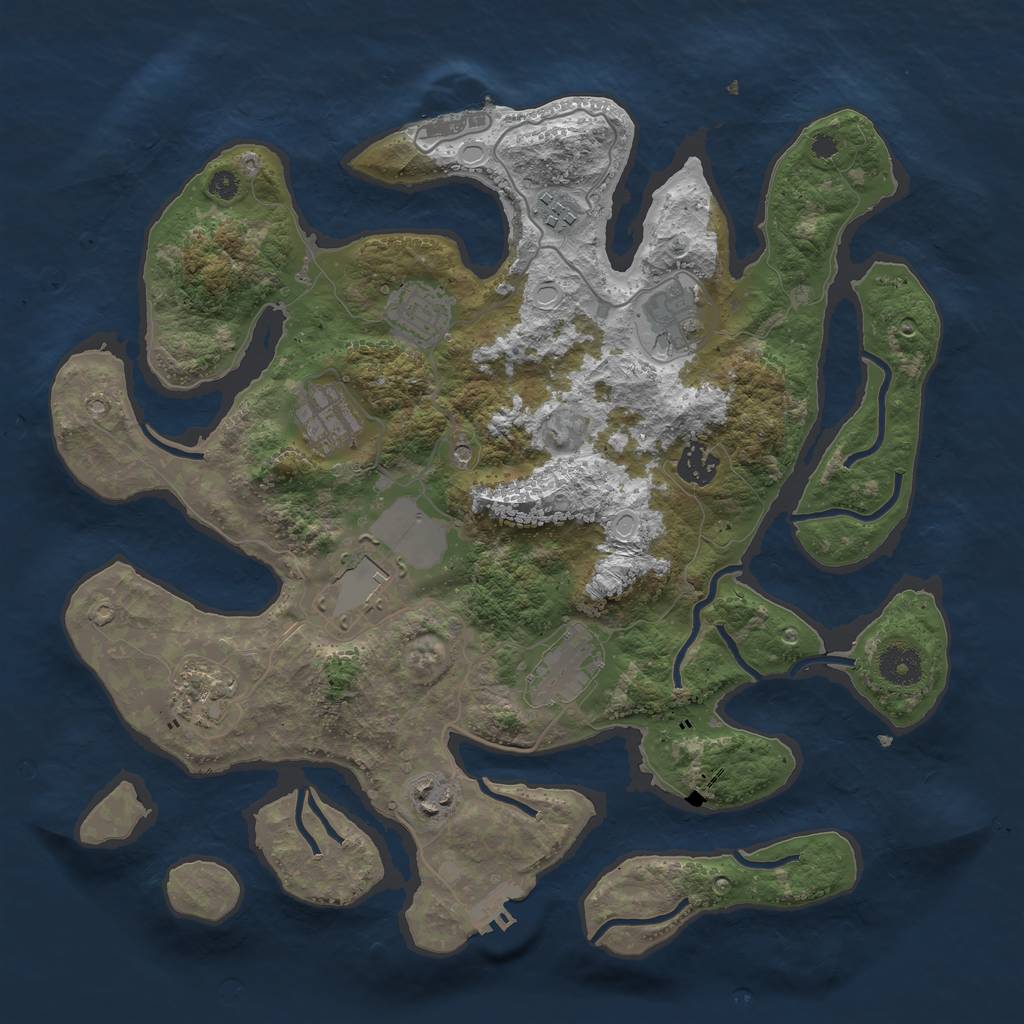 Rust Map: Procedural Map, Size: 3700, Seed: 411122891, 20 Monuments