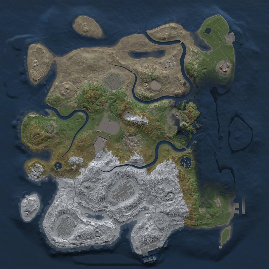Rust Map: Procedural Map, Size: 3500, Seed: 238496430, 14 Monuments