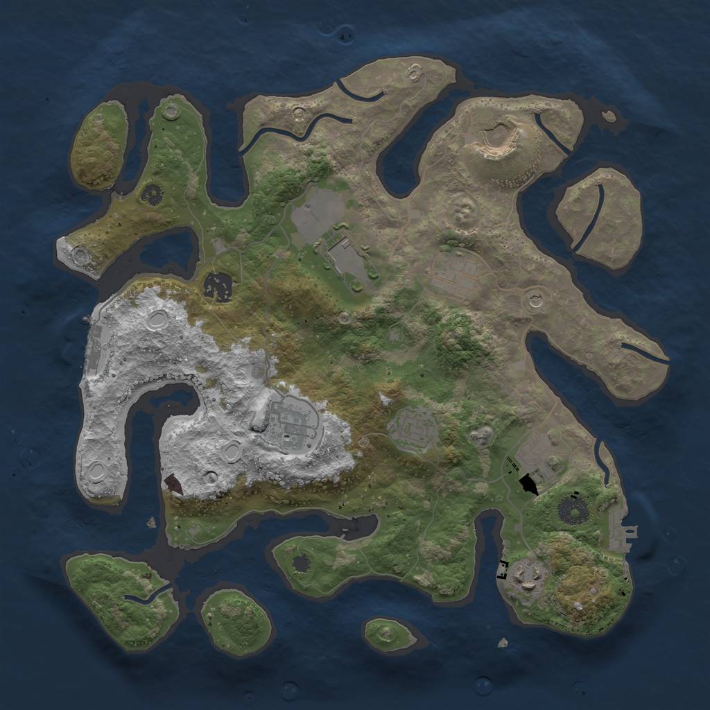 Rust Map: Procedural Map, Size: 3500, Seed: 1493454624, 19 Monuments