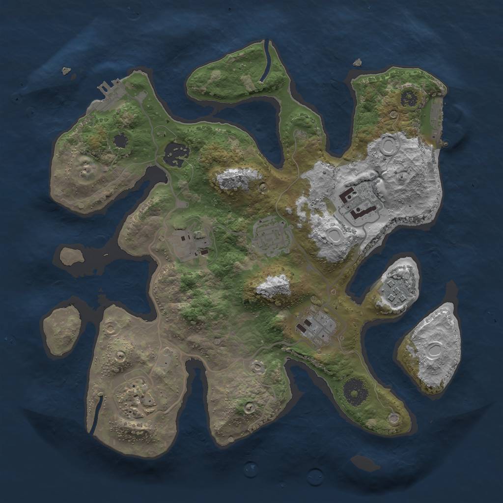 Rust Map: Procedural Map, Size: 3000, Seed: 484367738, 17 Monuments